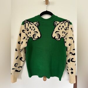 Green Leopard Print Sweater